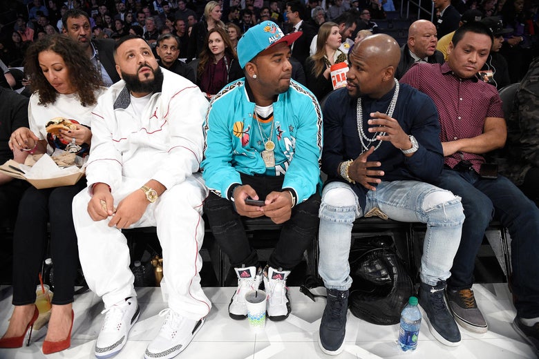 DJ Khaled and Floyd Mayweather at event